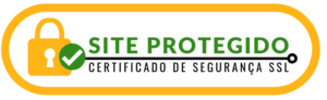 Logo de site seguro SSL da Evelin Tecidos e Aviamentos para lingerie com cadeado dourado e selo de proteção.