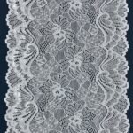 Renda EVELIN-113 branca para lingerie noiva e delicada. Renda elástica com toque suave.