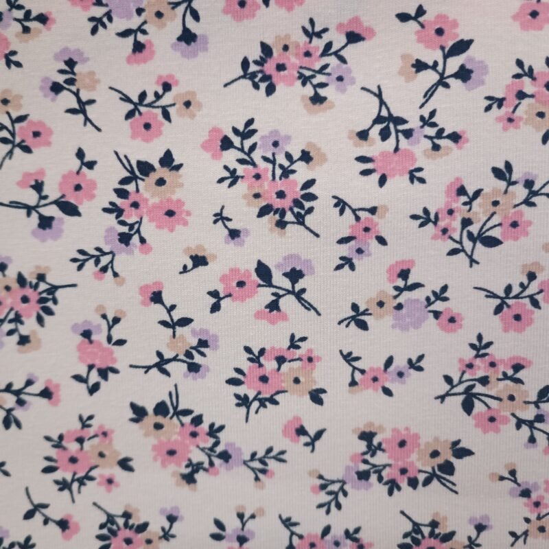 Delicotton estampado DELCO-16 para lingerie, tecido leve com estampa delicada e toque macio.