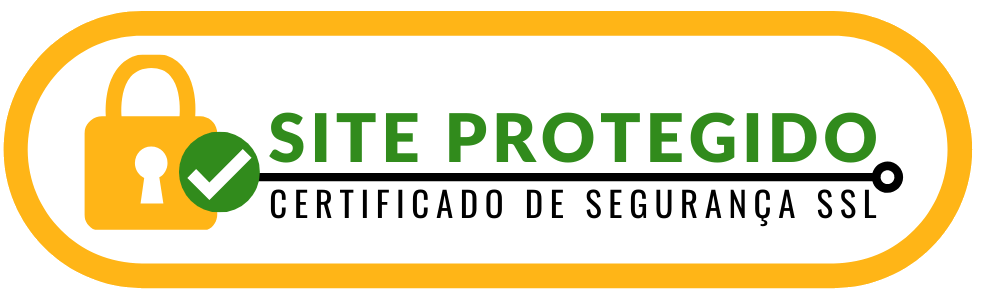 Logo de site seguro SSL da Evelin Tecidos e Aviamentos para lingerie com cadeado dourado e selo de proteção.
