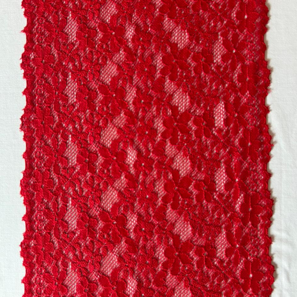 Renda 001 na cor vermelho claro Evelin Tecidos e Aviamentos
