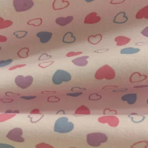 Cotton Estampado Corações Rosa Claro para Lingerie Evelin Tecidos.