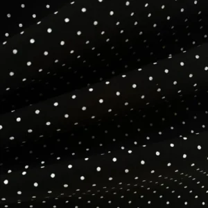 Tecido Cotton Poá Branco com Fundo Preto Evelin Tecidos.